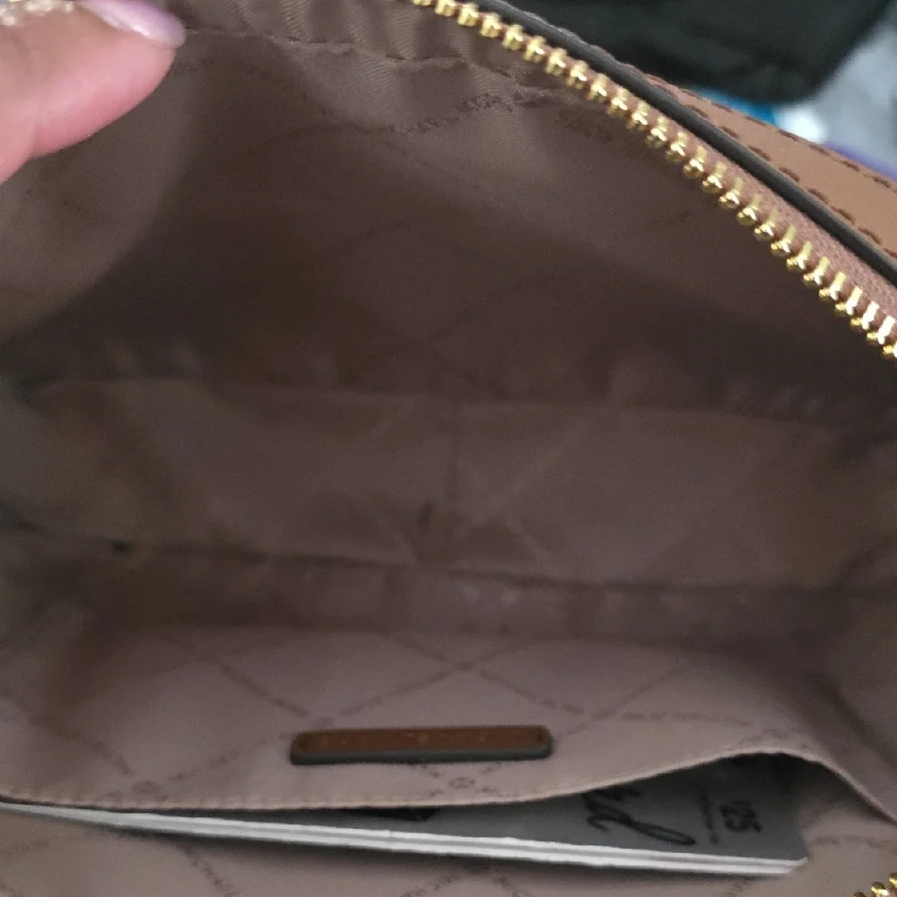 Michael Kors Brown and Tan MK Signature Crossbody Bag - Picture 4 of 6